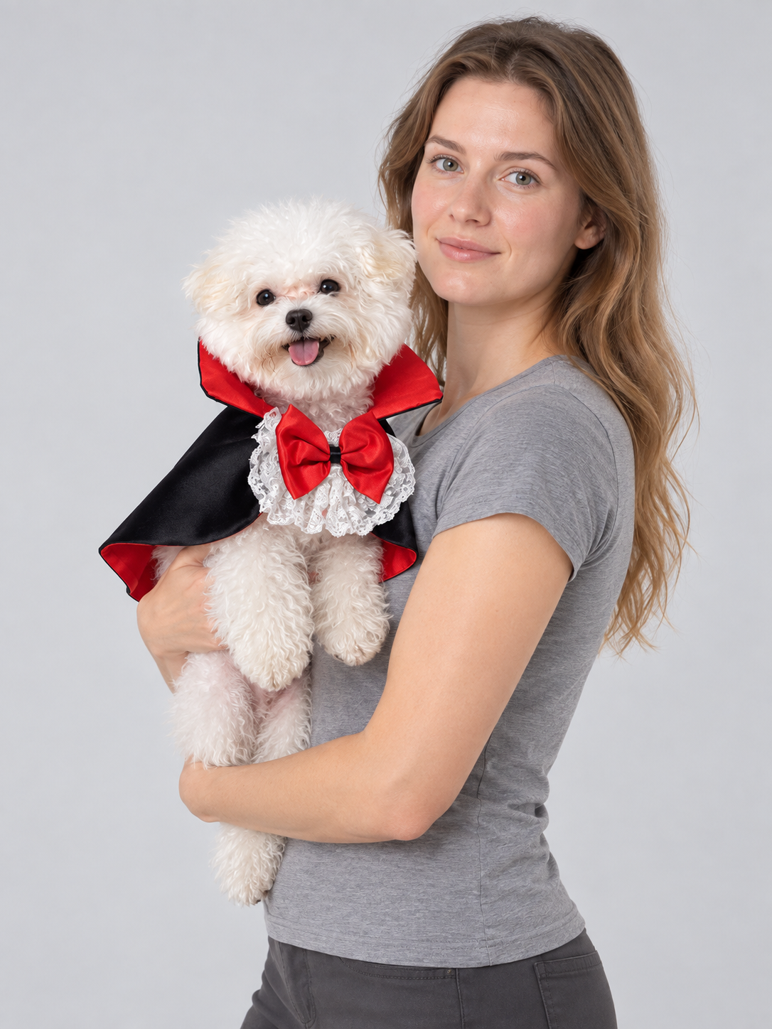 Vampire Cape for Pets with Lace and Bow