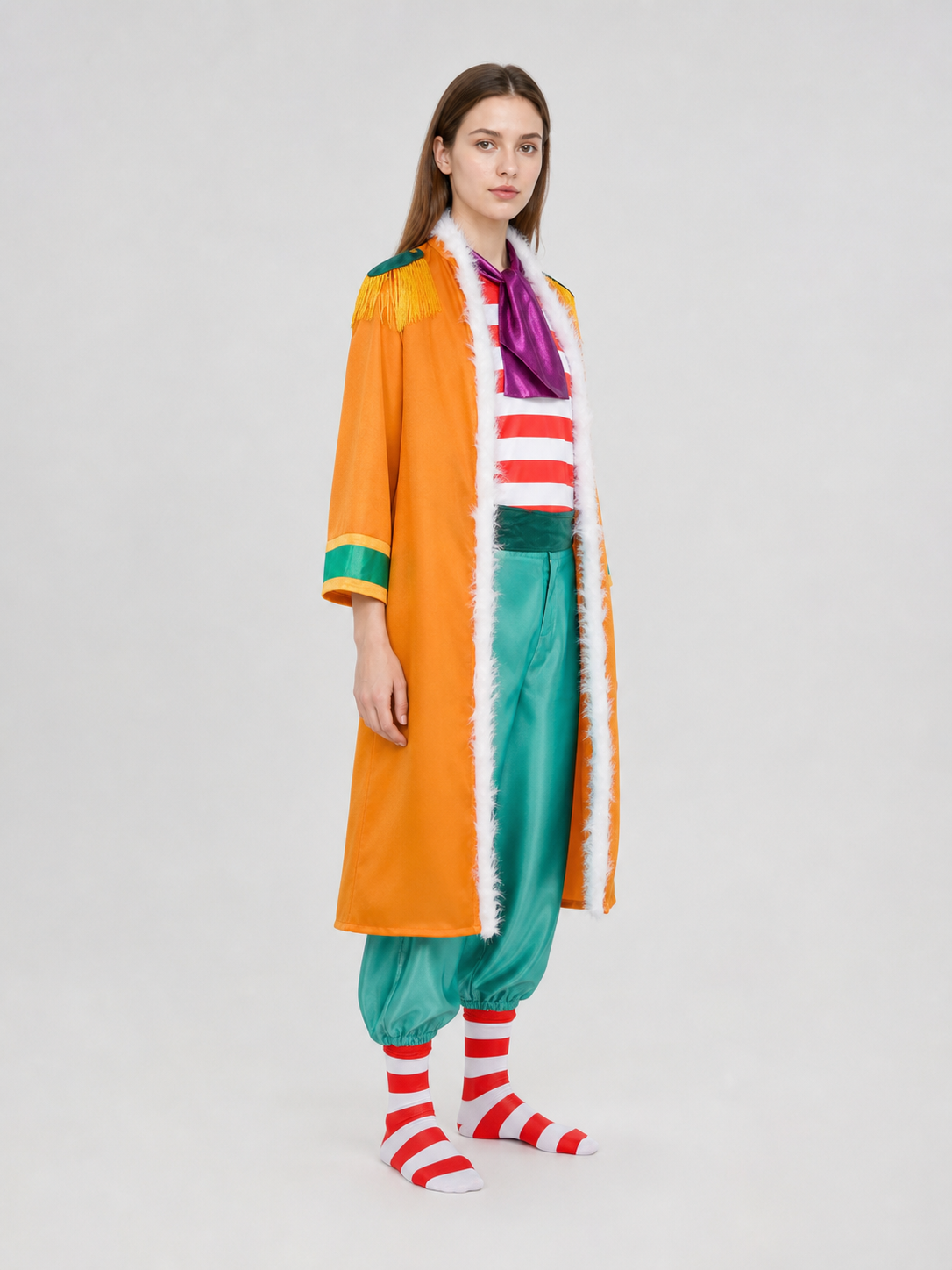 One Piece Buggy Cosplay Costume, 7 Pieces