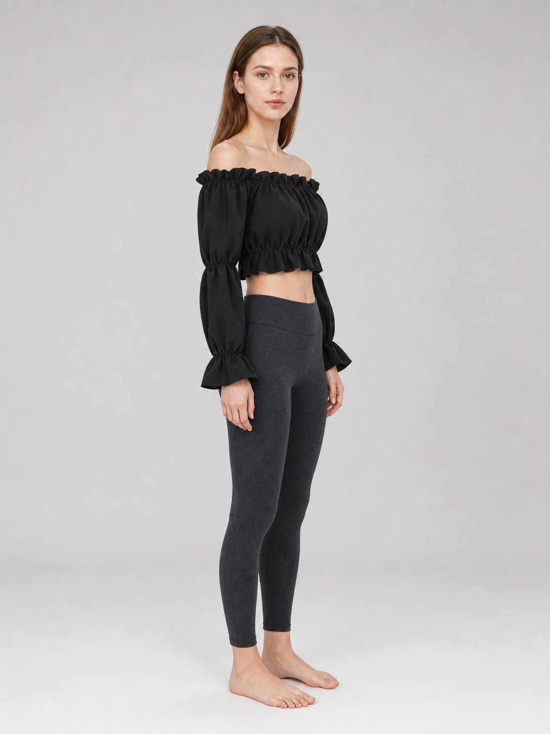 Cropped Off-the-Shoulder Top with Sleeves