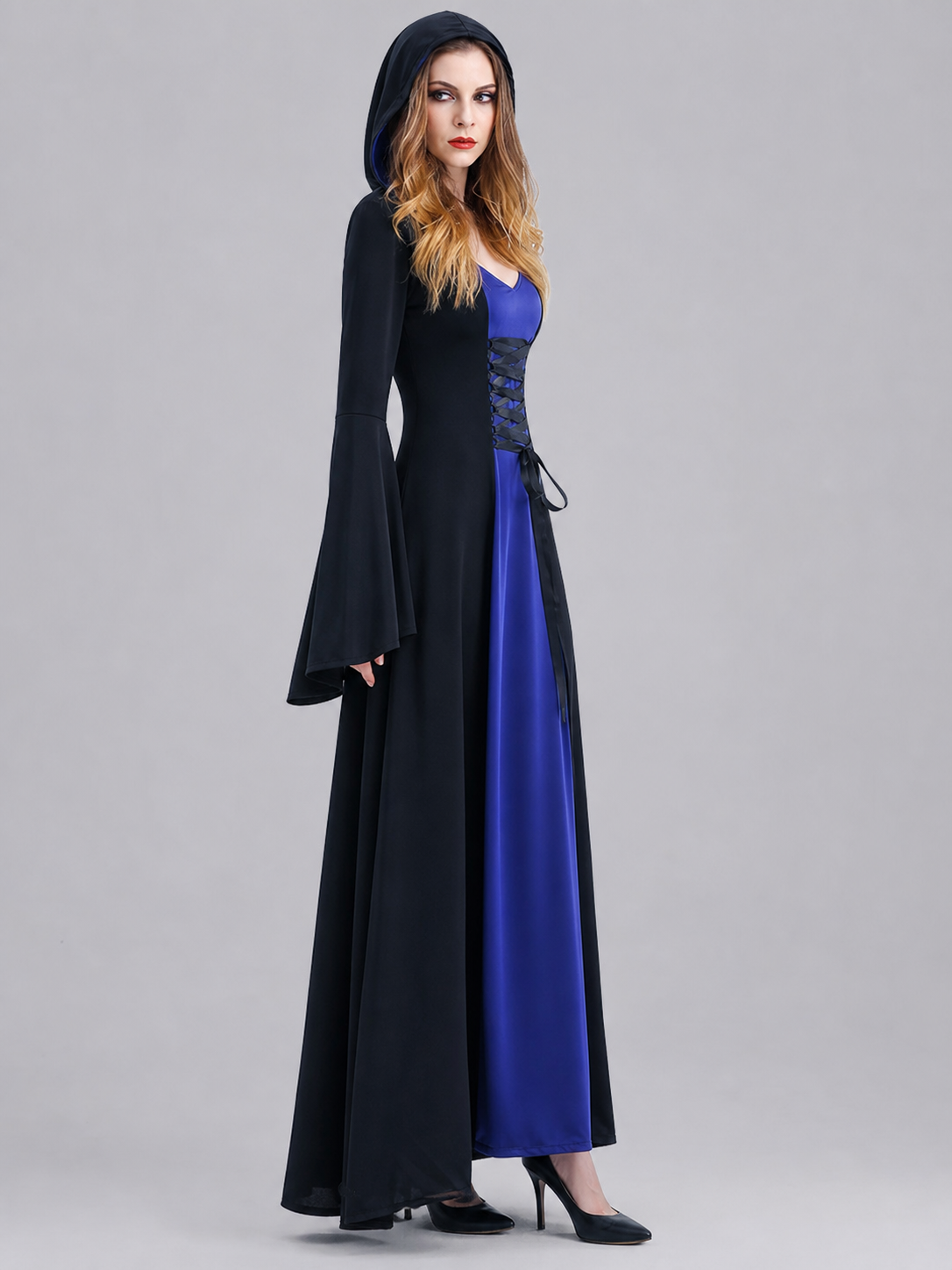 Gothic Hooded Robe with Lacing
