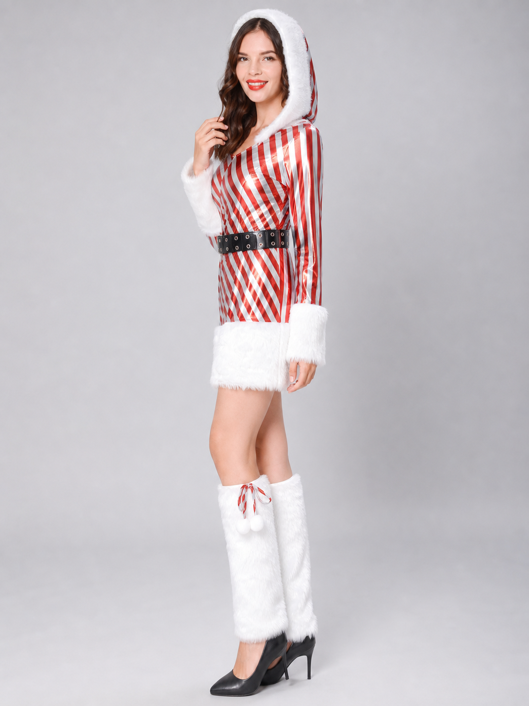Christmas Hooded Costume with Fur Trim