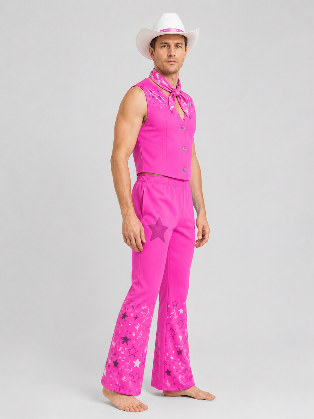 Barbie Cosplay Costume with Vest, Pants, and Hat side view