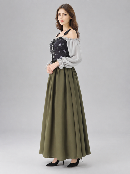 Carnival Maxi Dress with Vest and Lace-Up Detail side view