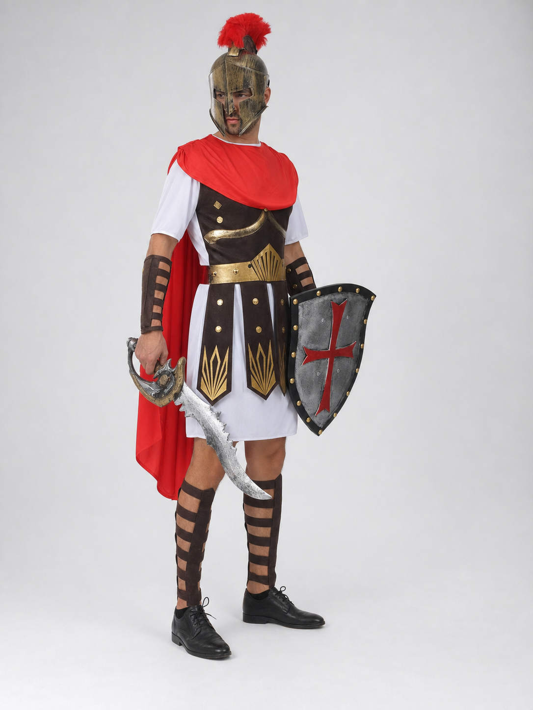 Roman warrior costume with shield and sword for cosplay