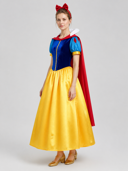 Snow White Cosplay Costume, Dress with Cape, S–4XL side view