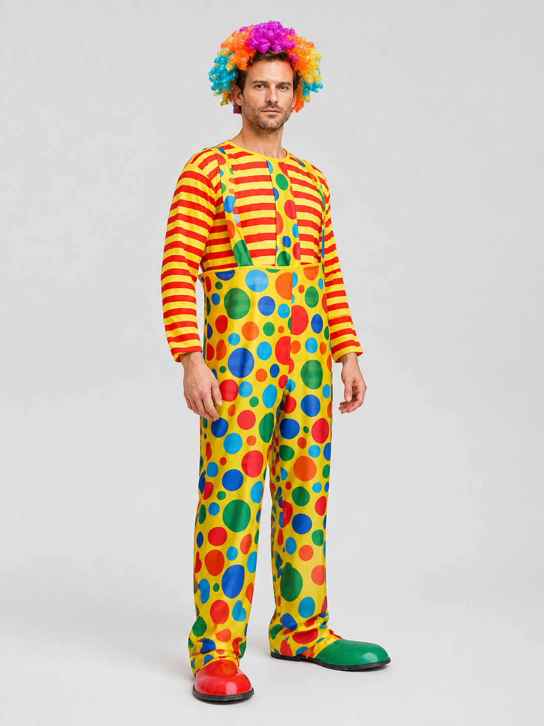 Clown Costume: Striped Top and Pants side view