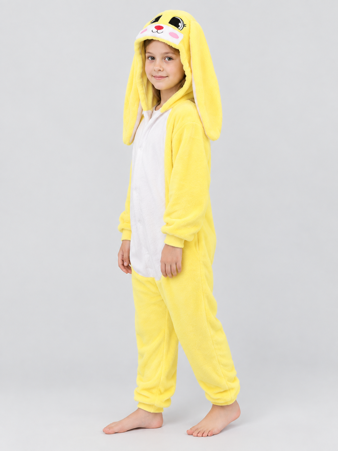 Kids' Yellow Bunny Hooded Pajama Jumpsuit