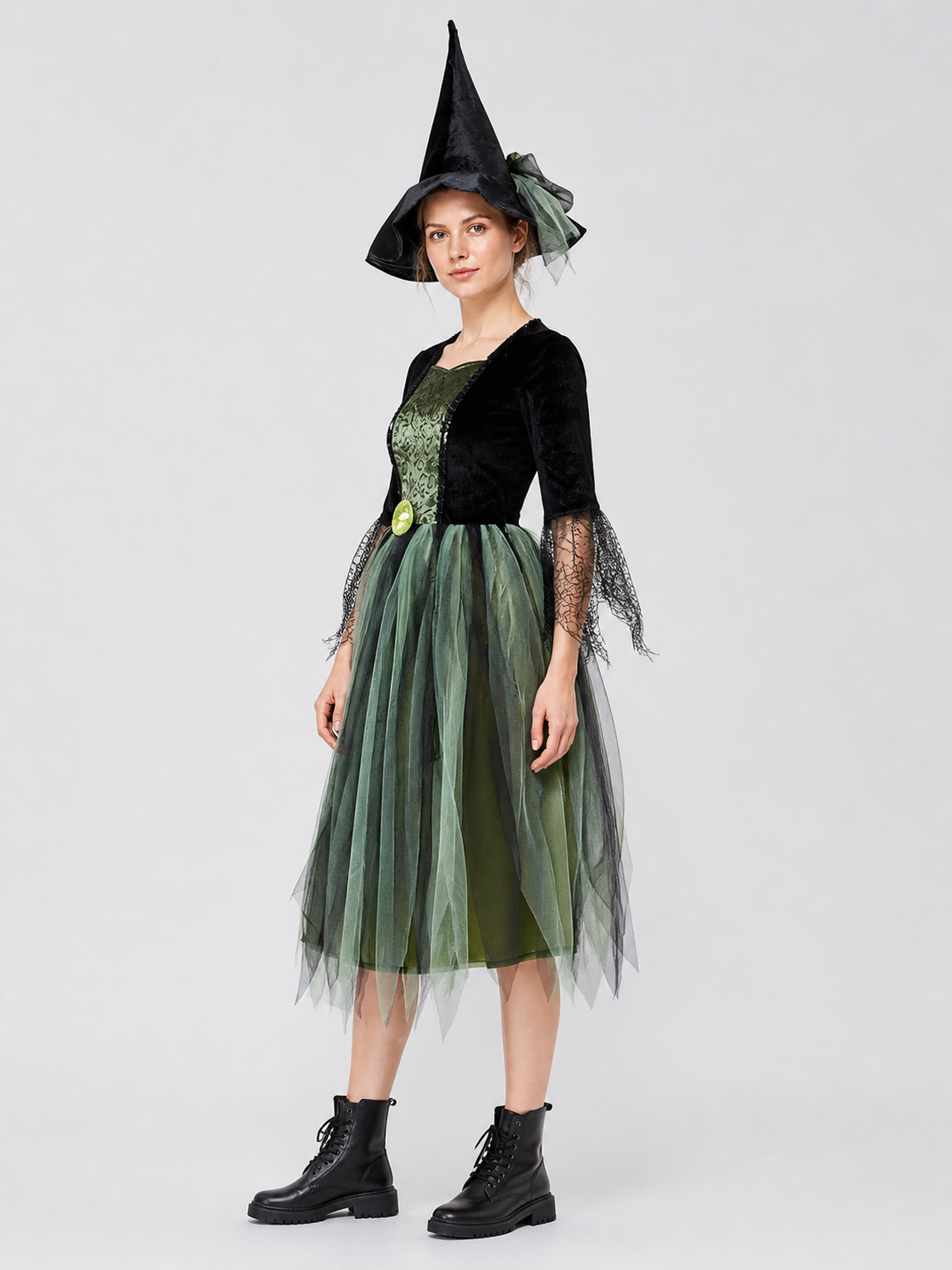 Halloween Witch Dress with Layered Skirt side view