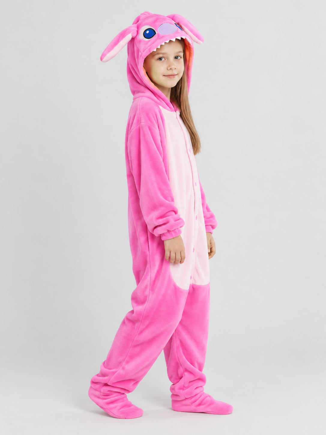 Pink Kigurumi Pajama with Voluminous Hood and Ears