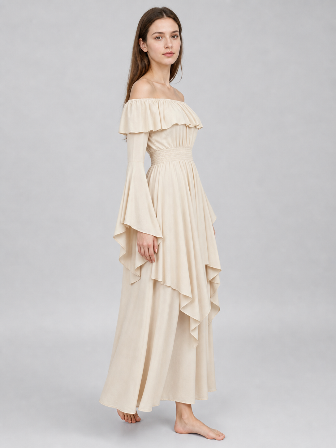 Off-the-Shoulder Ruffled Maxi Dress
