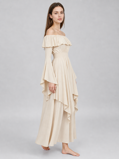 Off-the-Shoulder Ruffled Maxi Dress