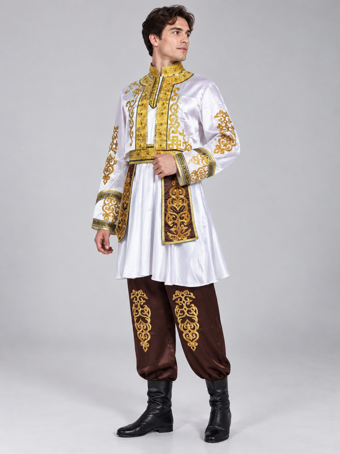 Stage costume for Russian folk dances, white tunic