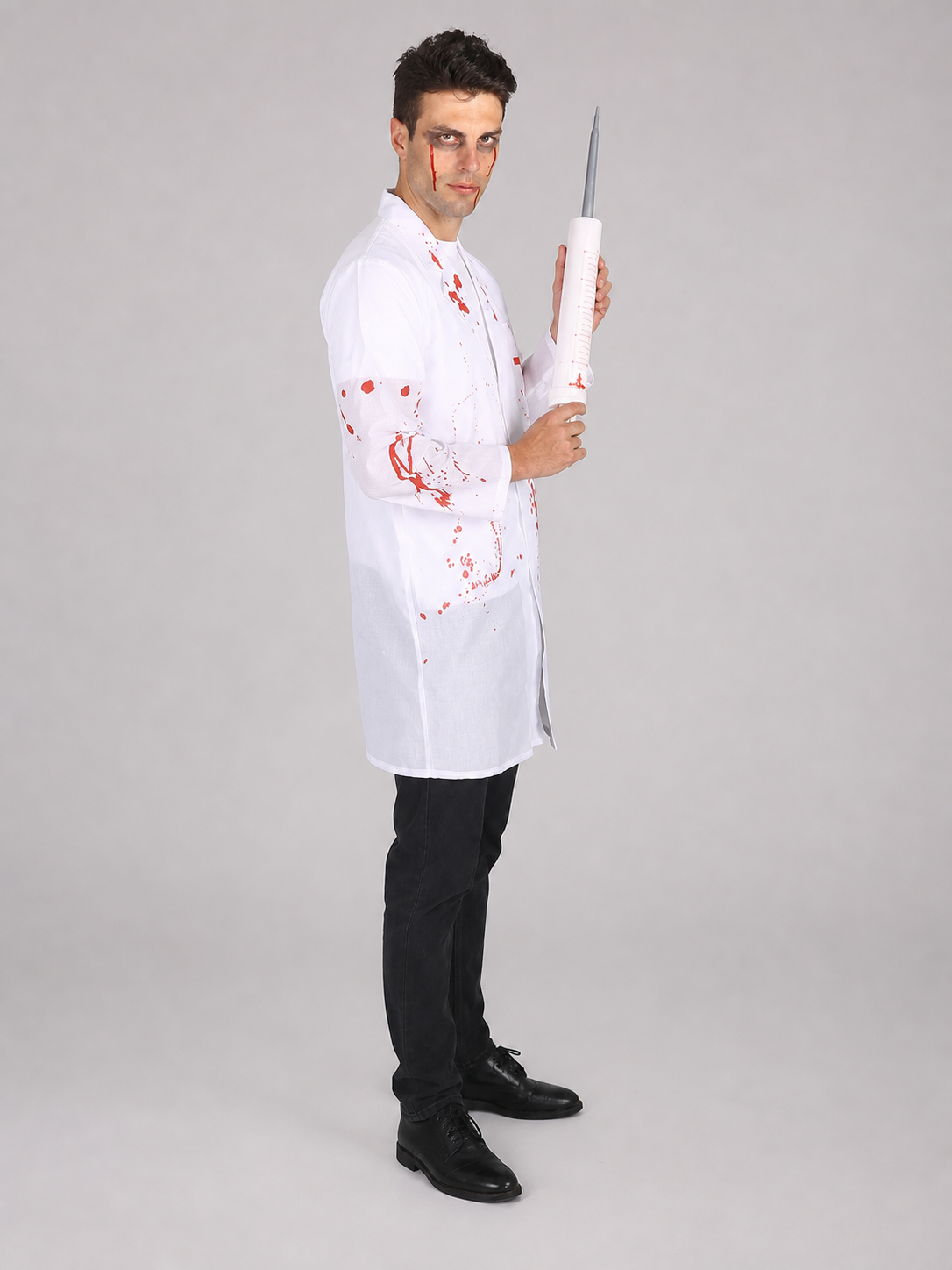 Doctor Costume with White Lab Coat and Prop Syringe