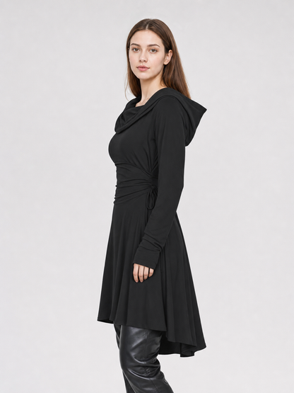 Black medieval-style hooded tunic