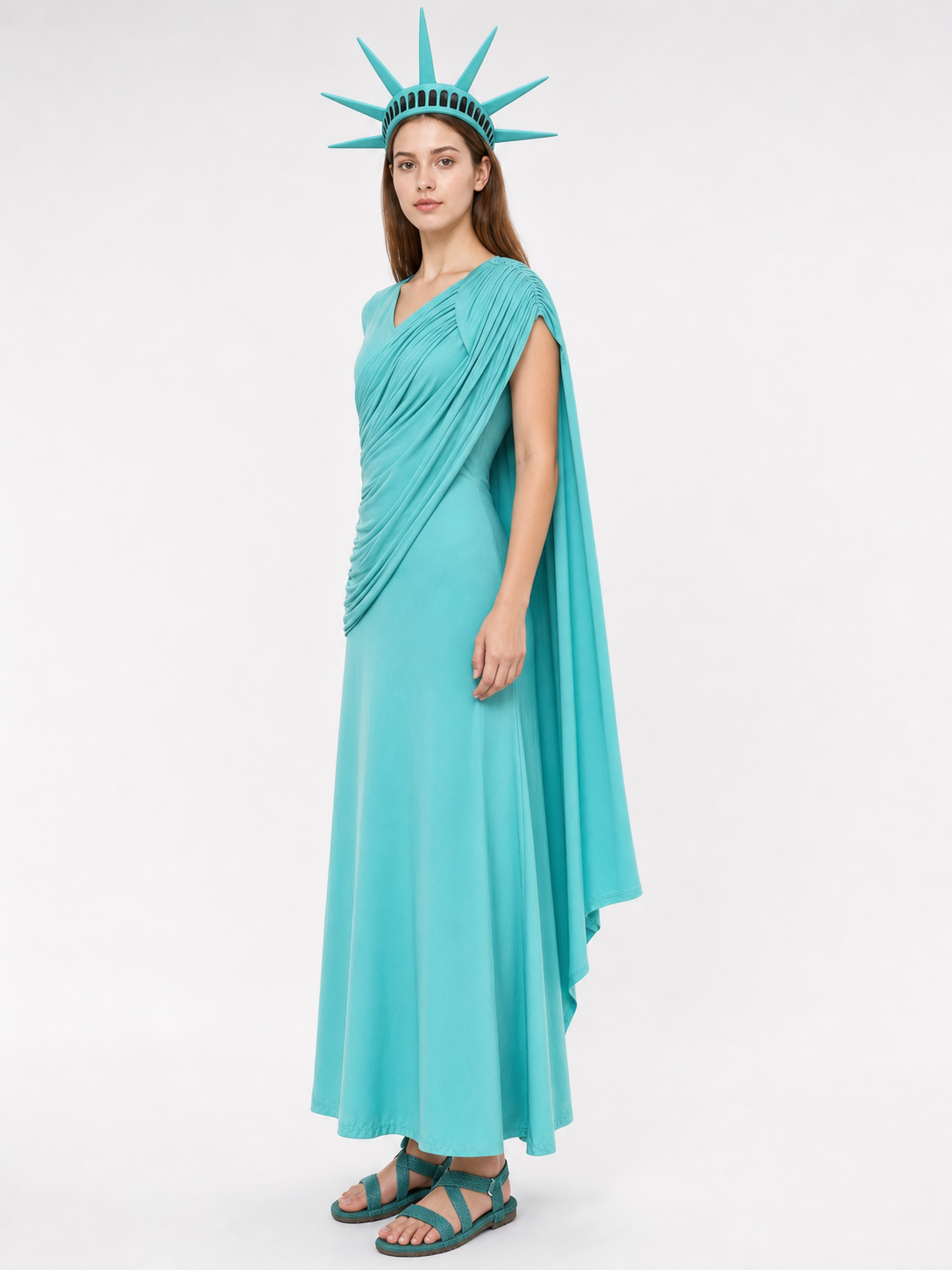 Statue of Liberty Costume Dress with Crown