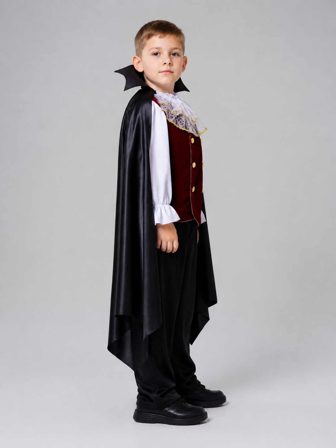 Children's Vampire Costume with Cape and Vest side view