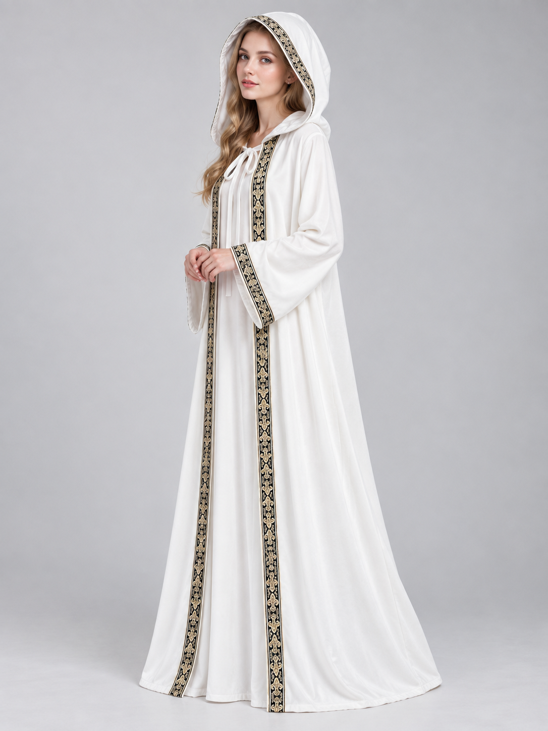 White Velvet Wizard Robe with Hood