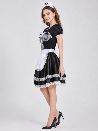 Professional Maid Costume with Apron and Lace