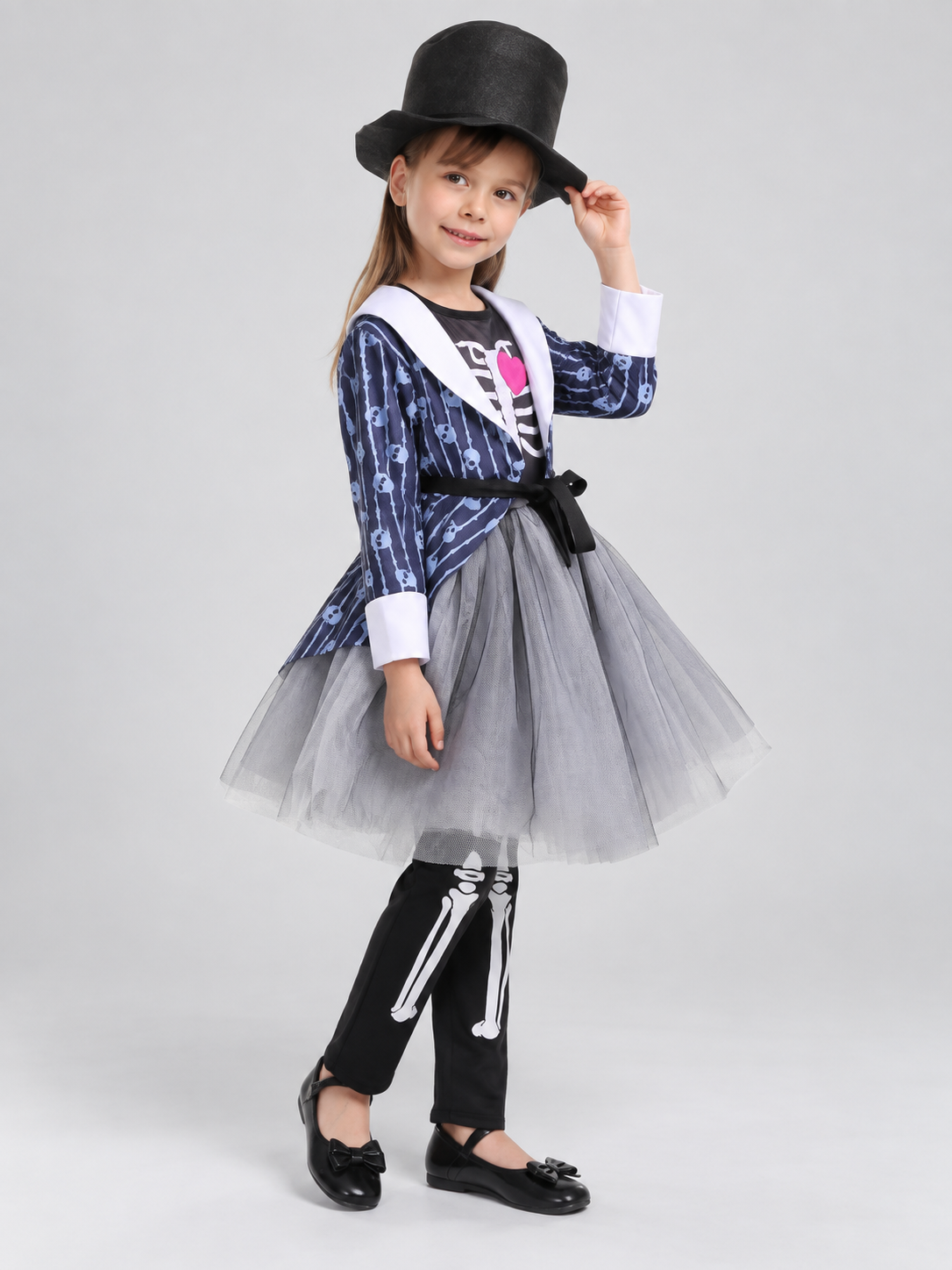 Kids' Skeleton Costume with Top Hat