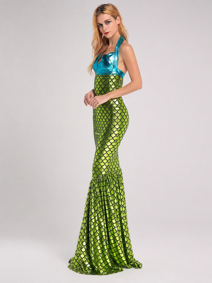 Long Mermaid Dress with Scale Pattern