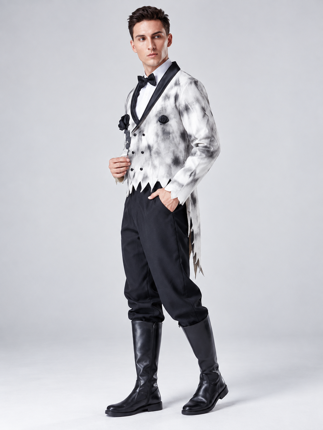 Halloween Costume: White Jacket, Shirt, Pants, Brooch