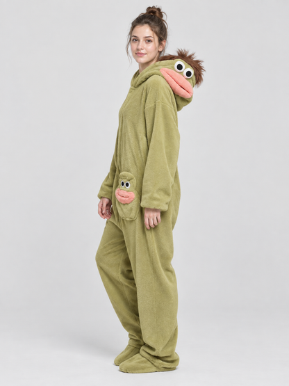 Insulated Hooded Pajama Jumpsuit with Animal Face