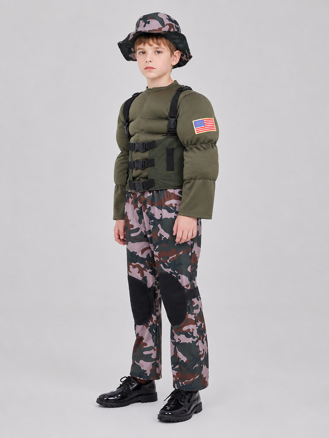 Children’s Camouflage Military-Style Costume for Cosplay side view