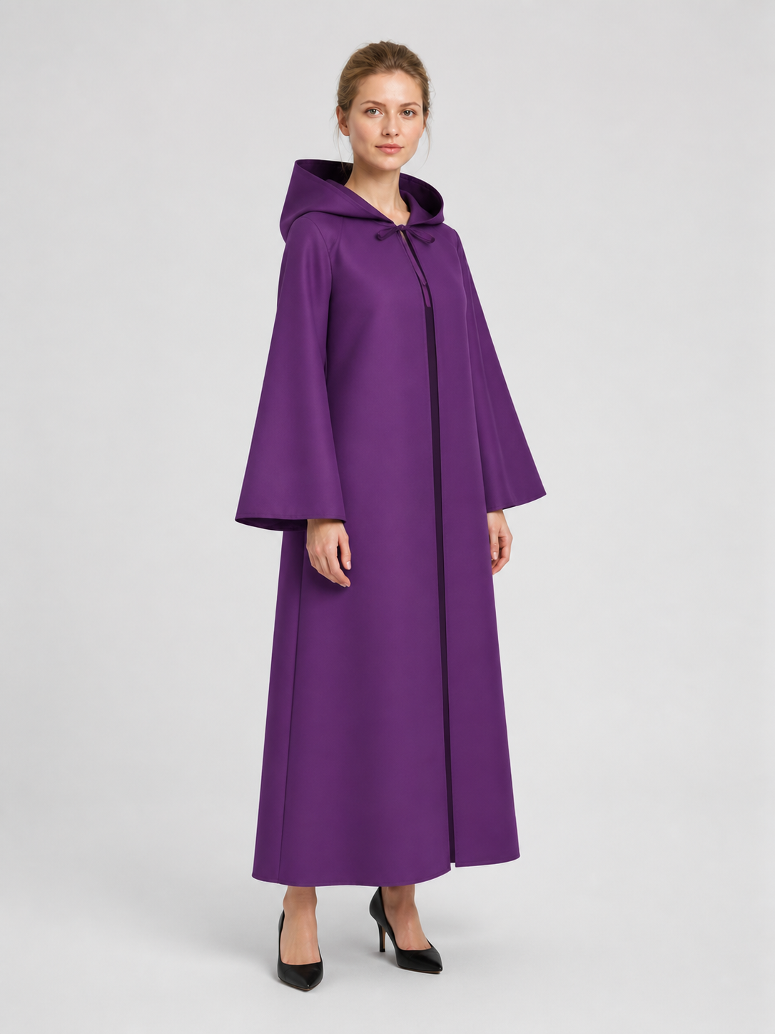 Purple Long Hooded Cloak for Cosplay side view