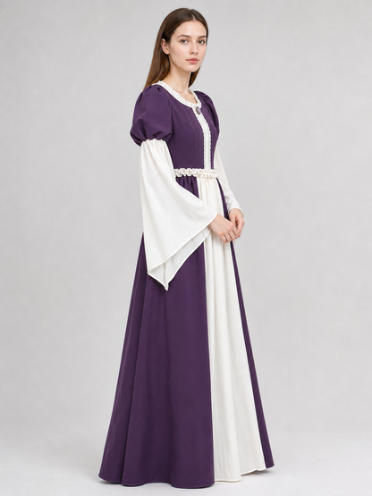 Long Vintage-Style Dress with Ruffles