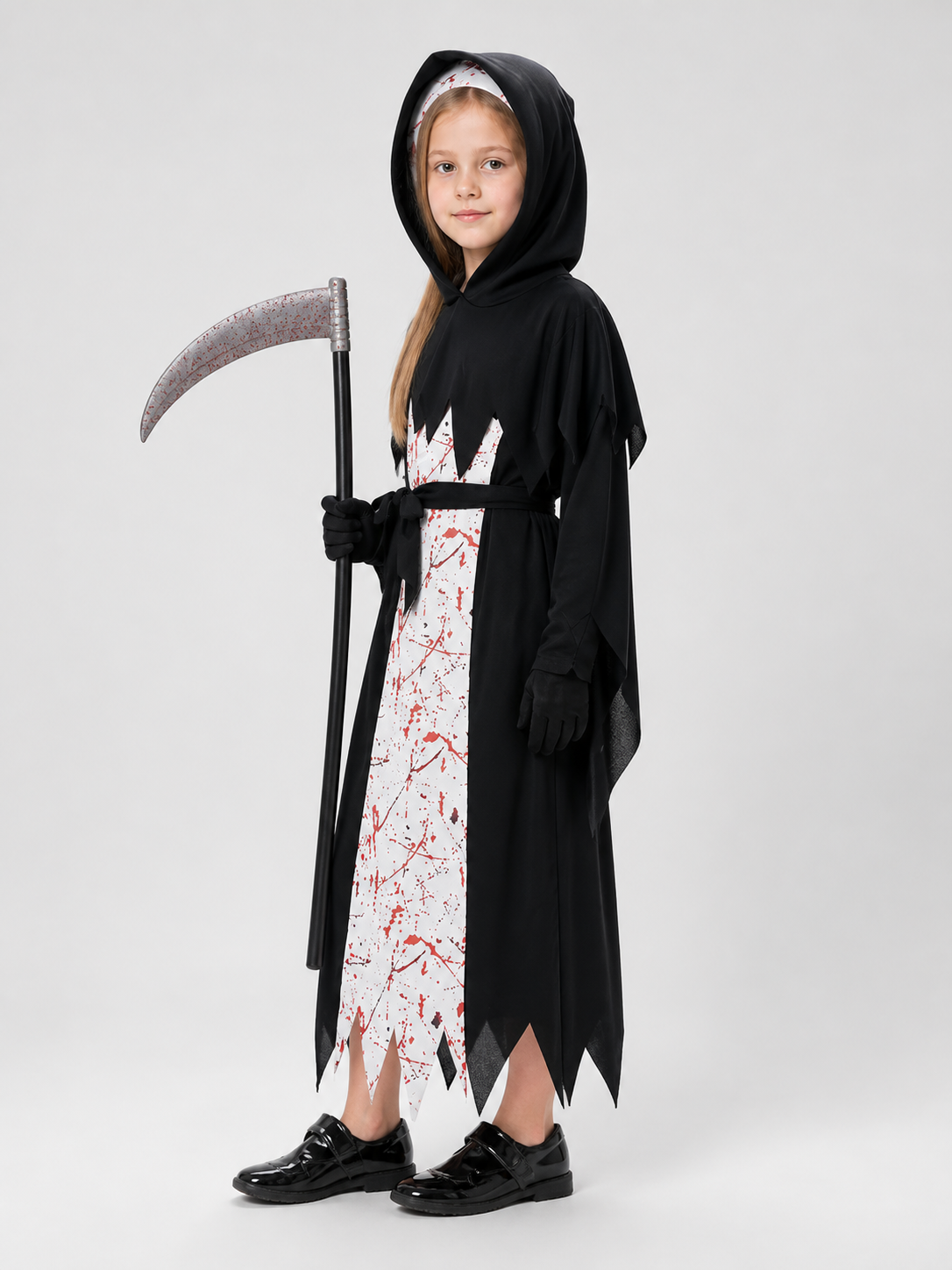 Death Costume for Cosplay: Hood and Scythe side view