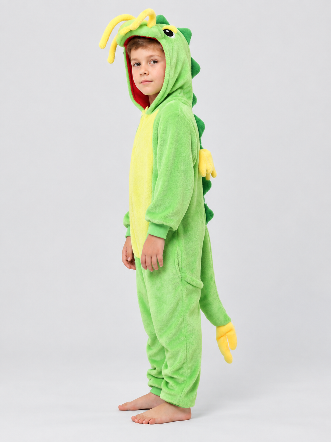 Kids' Dragon Hooded and Tailed Pajama Jumpsuit
