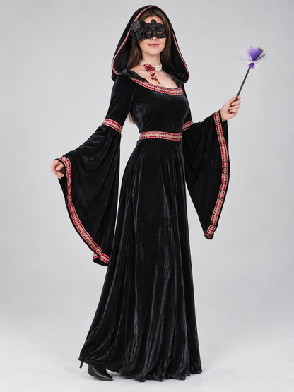 Costume: Black Hooded Dress, Mask, Wand