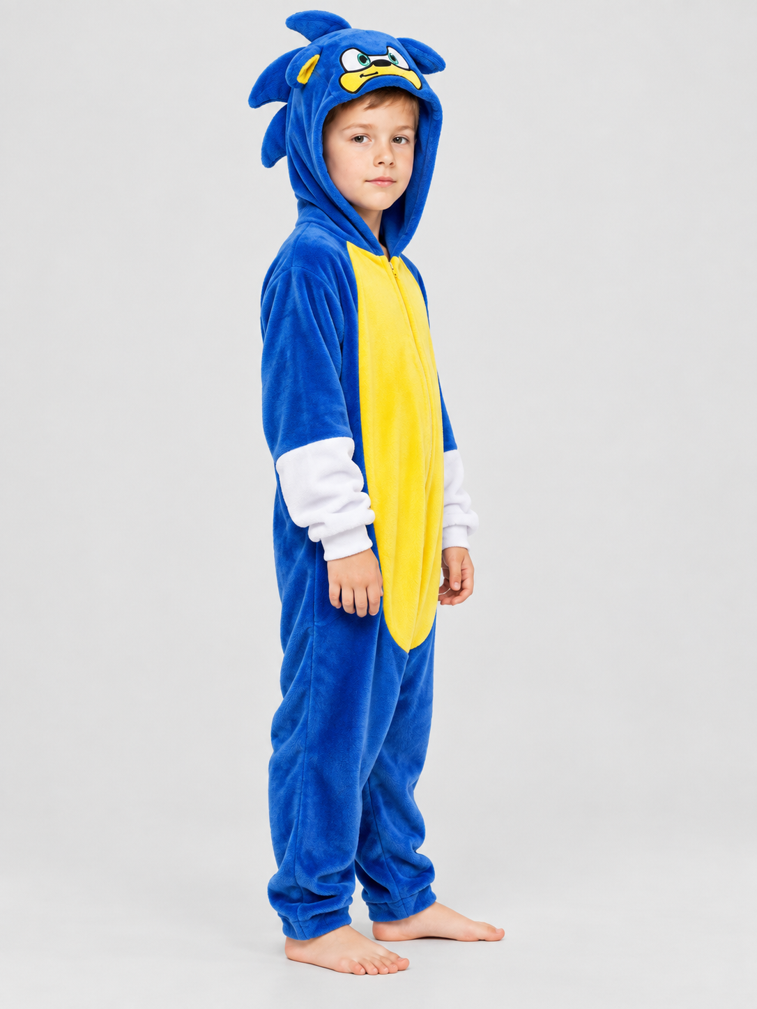 Blue Flannel Hooded Pajama Jumpsuit