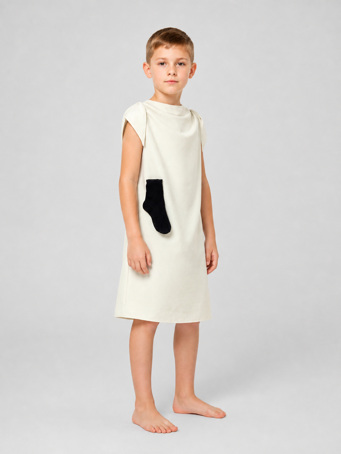 Dobby Cosplay Costume, Cream Sleeveless Dress side view