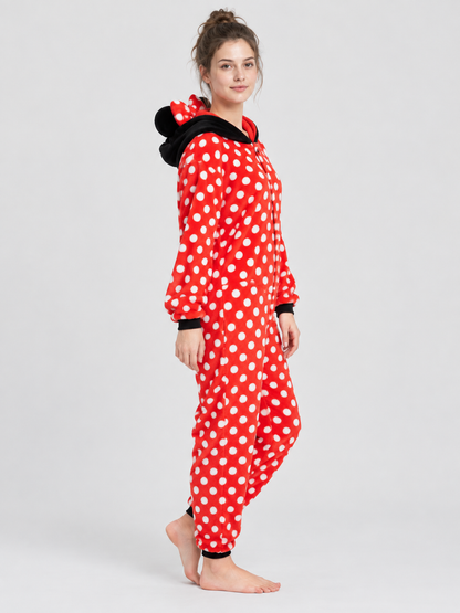 Red Kigurumi Jumpsuit with Ears and Bow