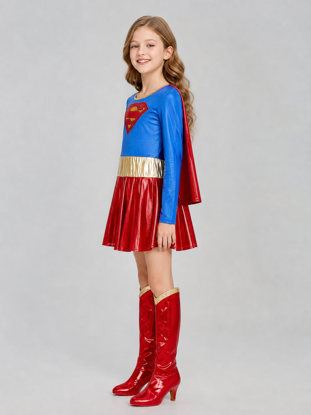 Superman Costume with Dress and Red Boots