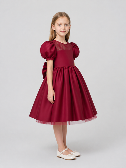 Princess Dress with Full Skirt and Puff Sleeves side view