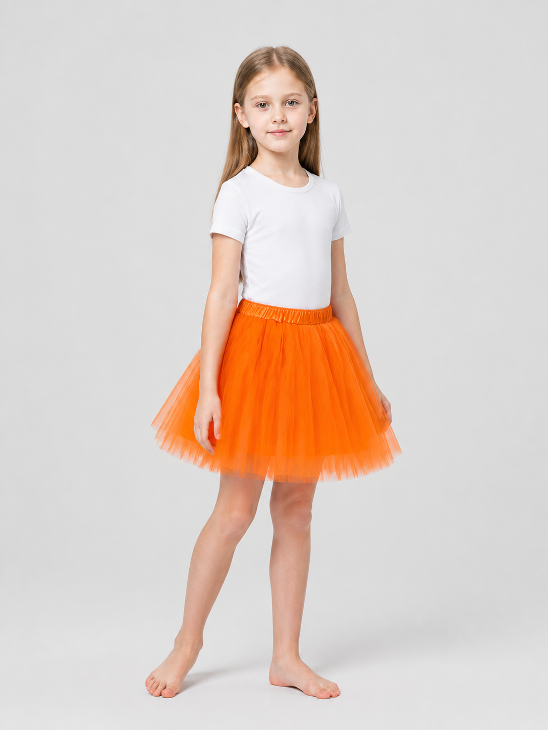 Orange Full Tulle Skirt for Halloween side view