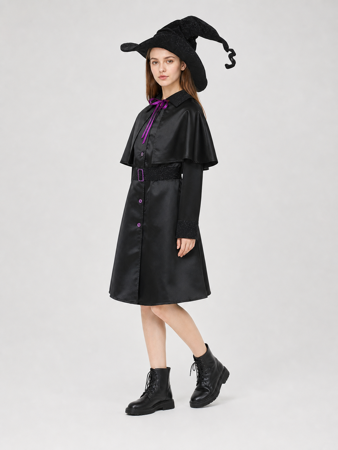 Witch Costume with Hat and Cape side view