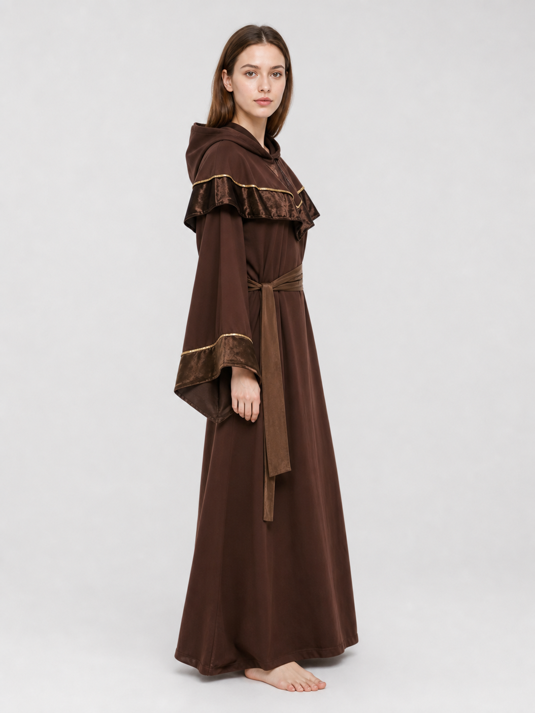 Medieval-style wizard costume with hood