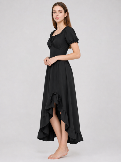 Black Renaissance-Style Ruffle Dress