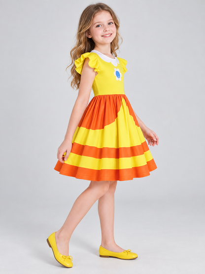 Kids' Costume Dress with White Collar and Emblem