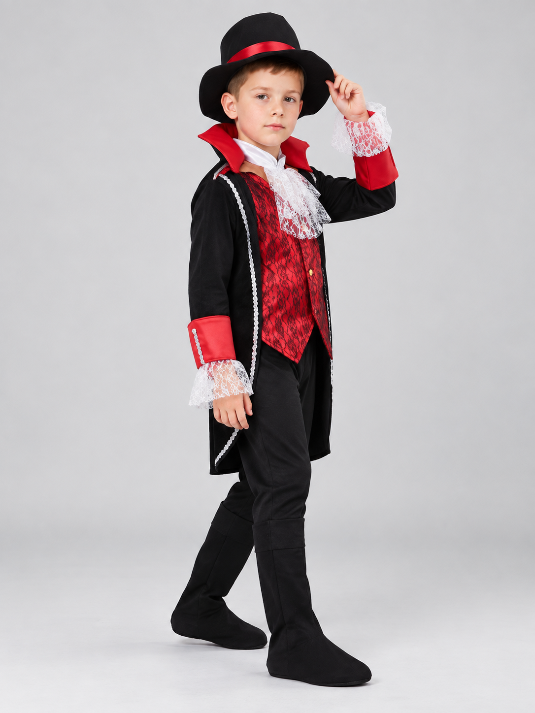 Kids' Vampire Carnival Costume with Hat, Black