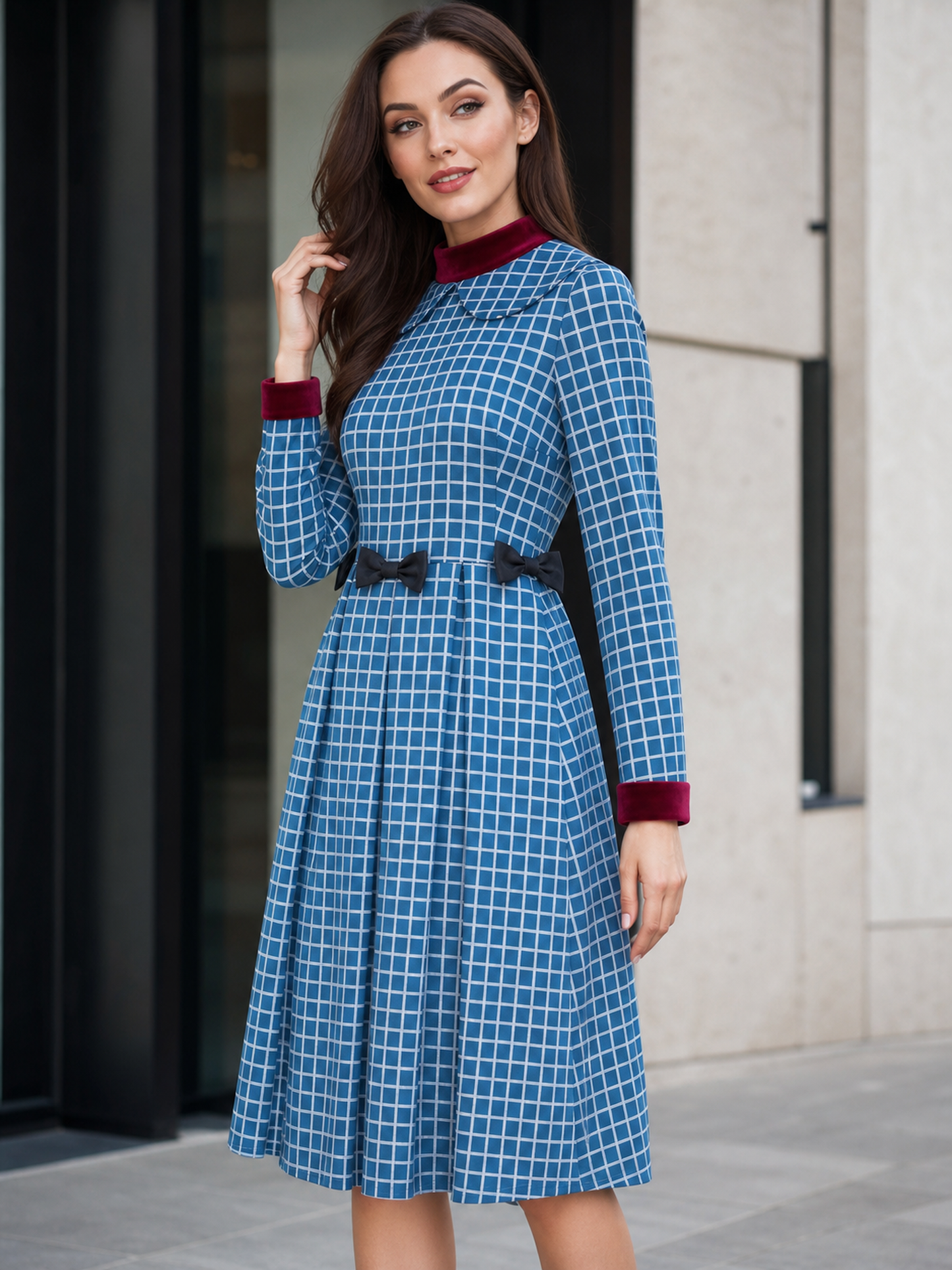 Esther from Orphan cosplay dress in blue plaid