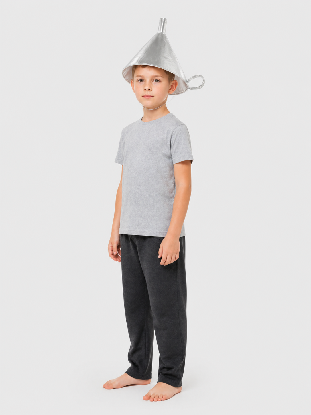 Silver Carnival Tricorn Hat with Chin Cord side view
