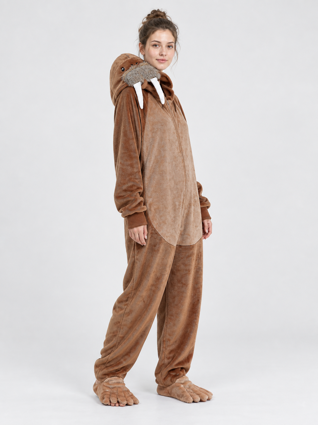 Hooded Walrus Face Pajama Jumpsuit