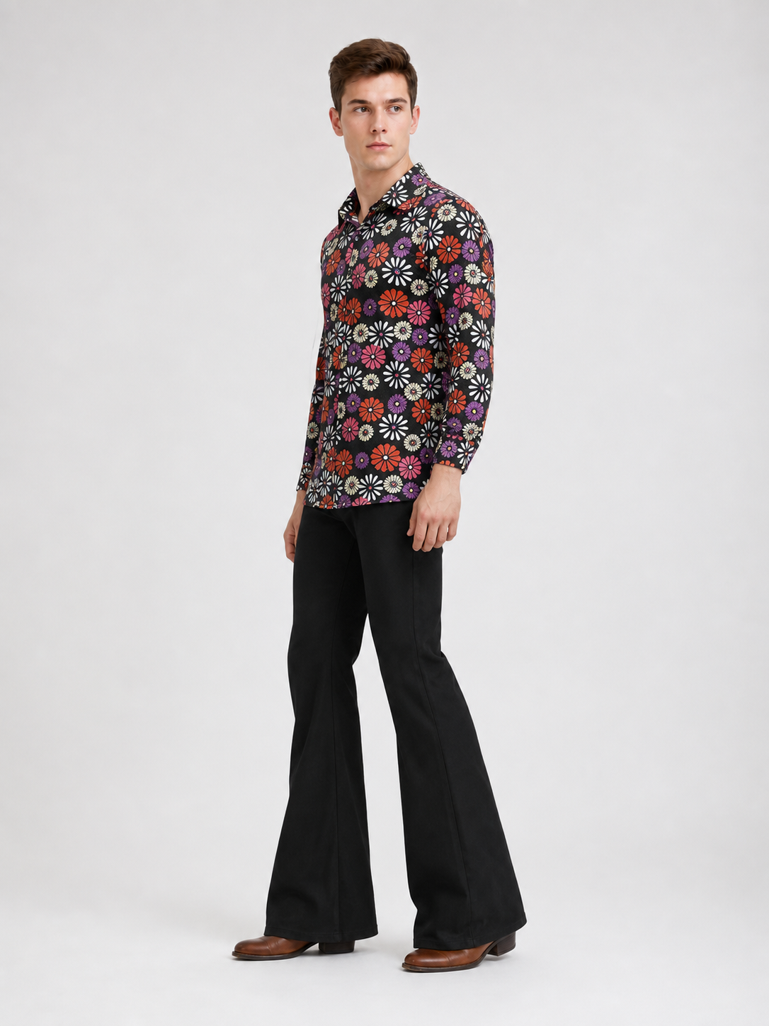 Retro Suit with Floral Shirt and Pants