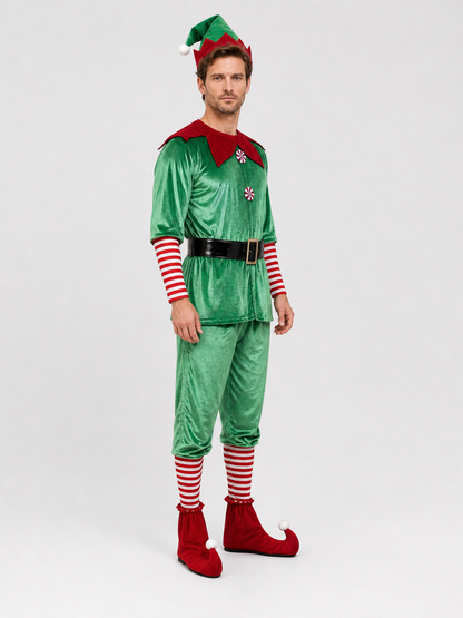 Christmas Elf Costume with Hat and Belt side view