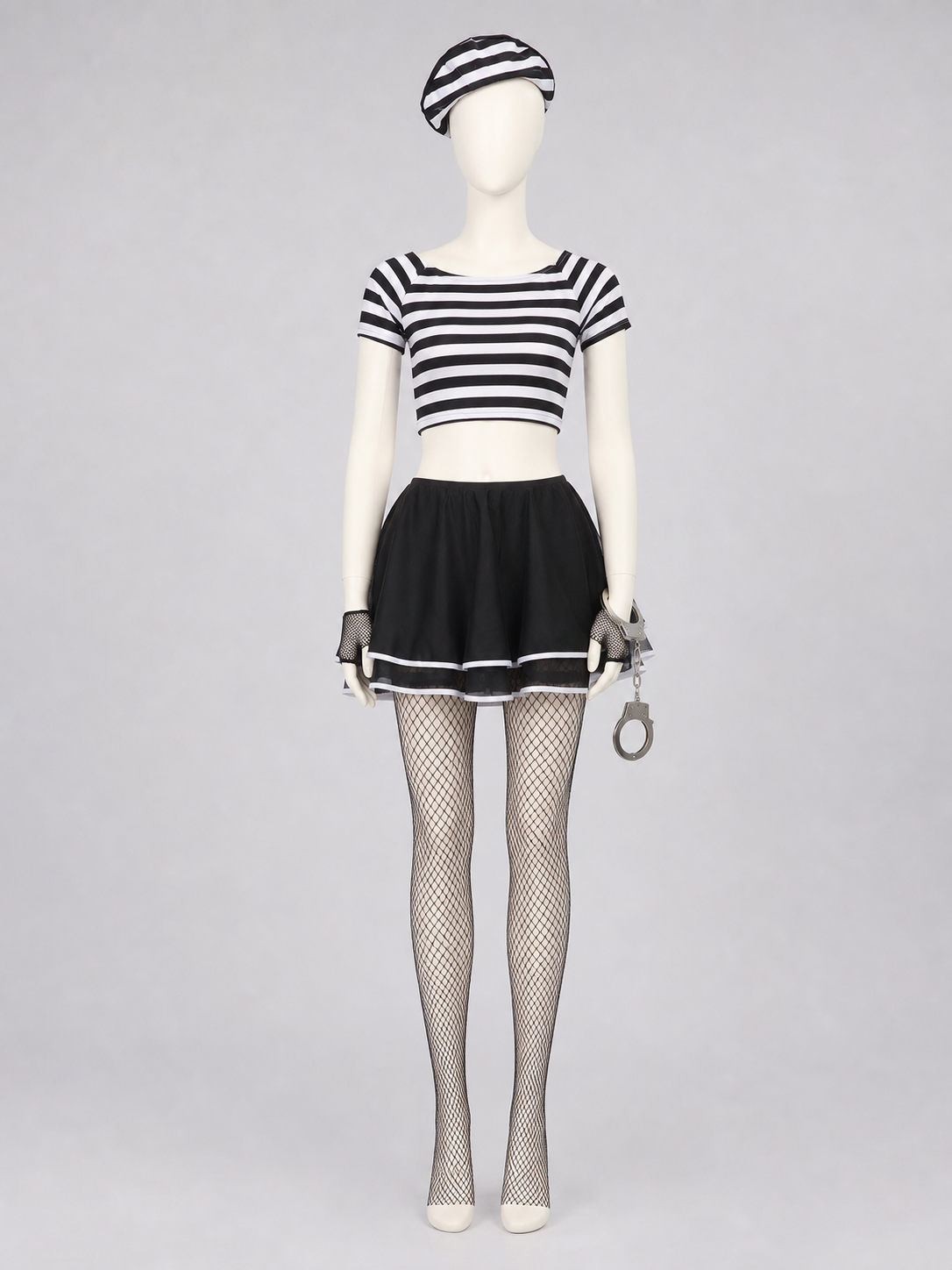 Striped Cosplay Costume with Skirt and Top side view