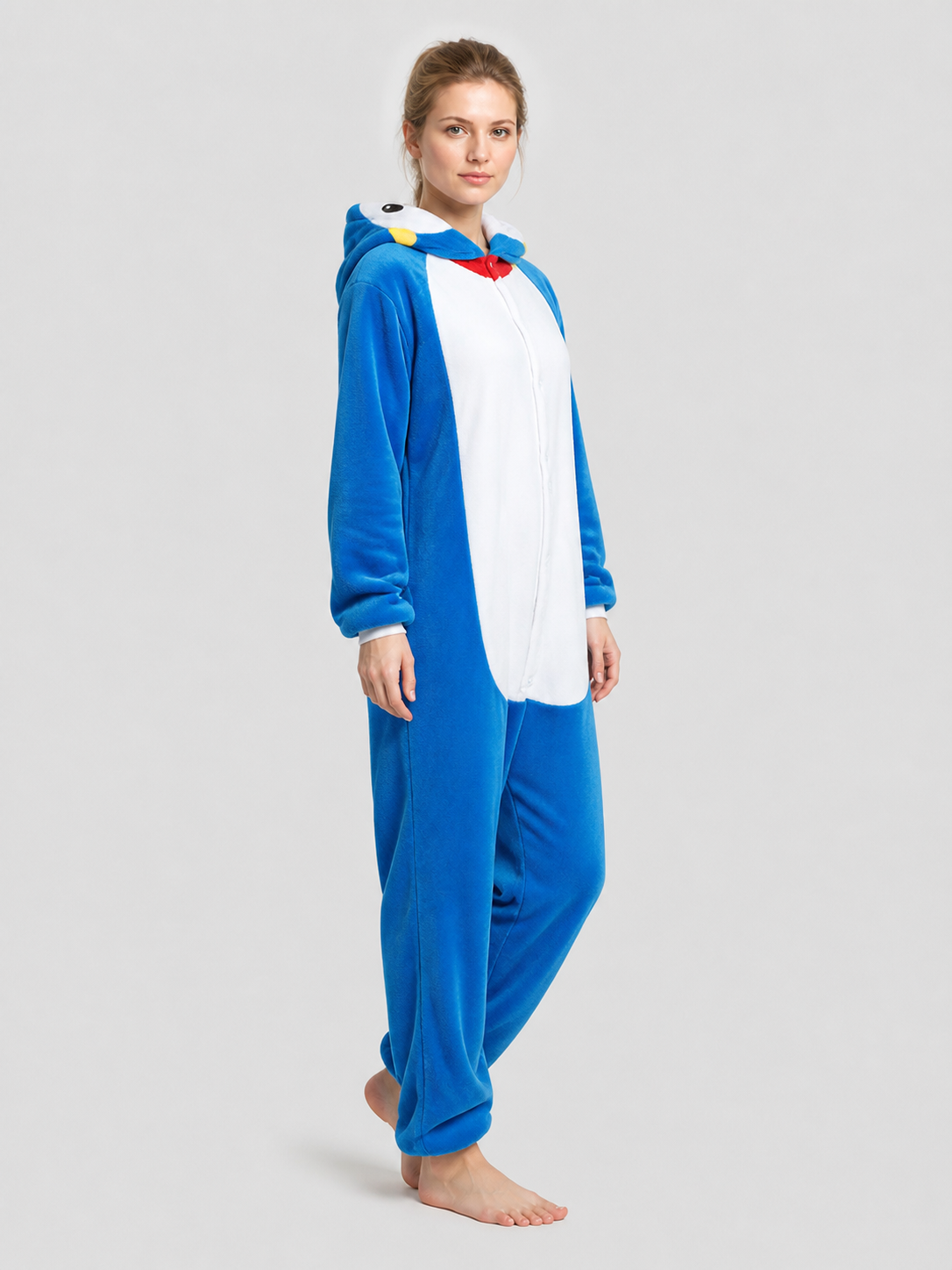 Hooded Flannel Animal Pajama Jumpsuit side view